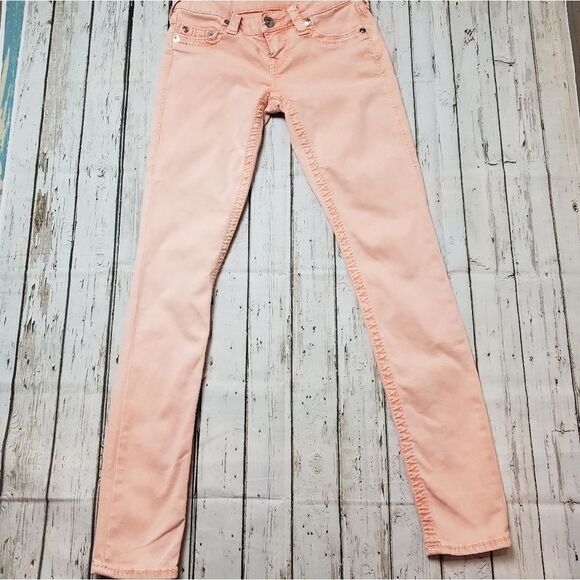True Religion Skinny Light coral pink Salmon wash Jeans 26 - Picture 3 of 13